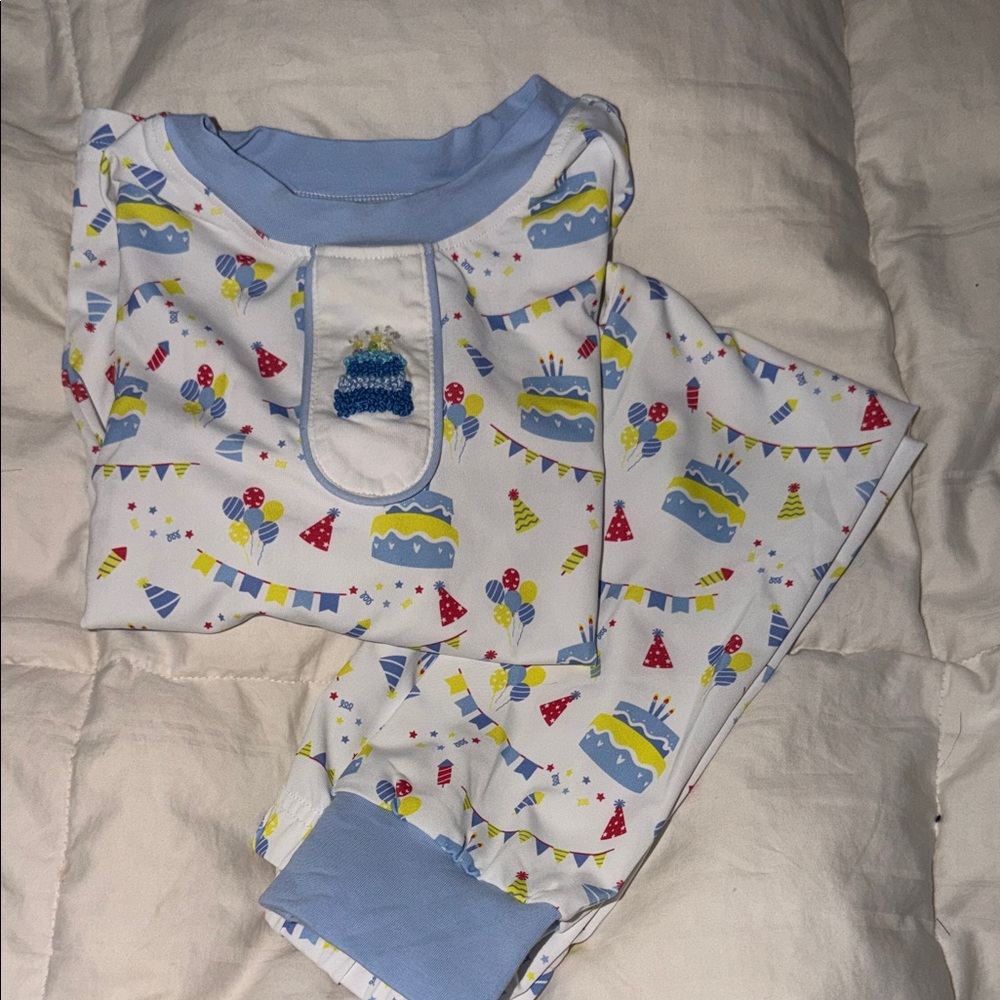 Children's Blue & White Birthday Cake Pajama Set